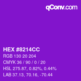 Color code: HEX #8214CC | qconv.com