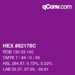 颜色代码: HEX #82178C | qconv.com