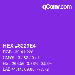Color code: HEX #8229E4 | qconv.com
