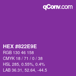 Color code: HEX #822E9E | qconv.com