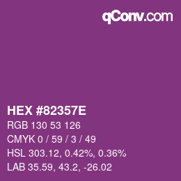Color code: HEX #82357E | qconv.com