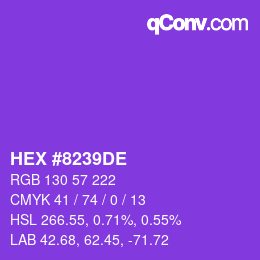 カラーコード: HEX #8239DE | qconv.com
