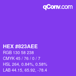 Color code: HEX #823AEE | qconv.com