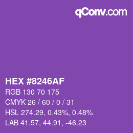 Color code: HEX #8246AF | qconv.com