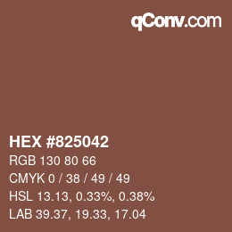 Farbcode: HEX #825042 | qconv.com