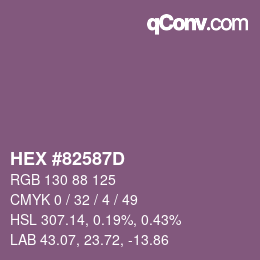 カラーコード: HEX #82587D | qconv.com