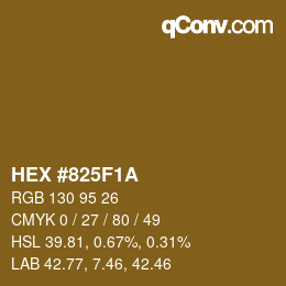 Color code: HEX #825F1A | qconv.com