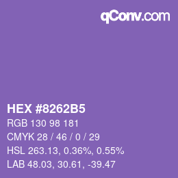 カラーコード: HEX #8262B5 | qconv.com