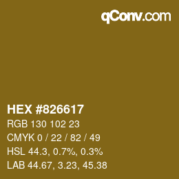 カラーコード: HEX #826617 | qconv.com