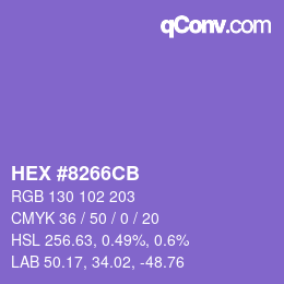 Color code: HEX #8266CB | qconv.com