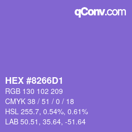 颜色代码: HEX #8266D1 | qconv.com