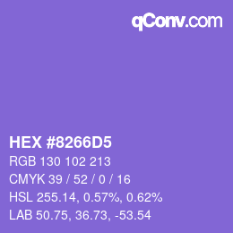 カラーコード: HEX #8266D5 | qconv.com