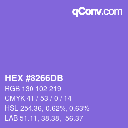 Color code: HEX #8266DB | qconv.com