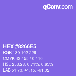 Code couleur: HEX #8266E5 | qconv.com