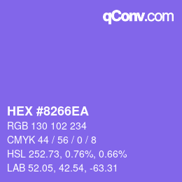 Color code: HEX #8266EA | qconv.com