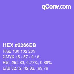 Color code: HEX #8266EB | qconv.com