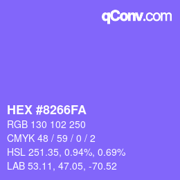 颜色代码: HEX #8266FA | qconv.com