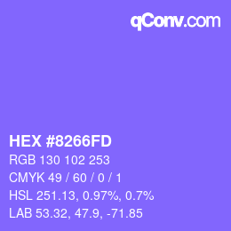 カラーコード: HEX #8266FD | qconv.com