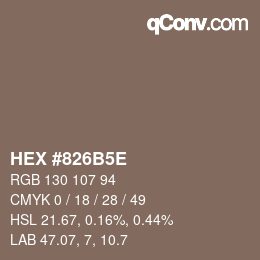 Color code: HEX #826B5E | qconv.com