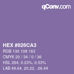 Farbcode: HEX #826CA3 | qconv.com