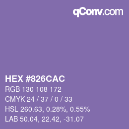 カラーコード: HEX #826CAC | qconv.com