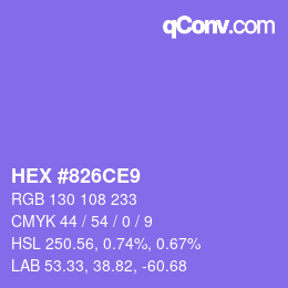 カラーコード: HEX #826CE9 | qconv.com