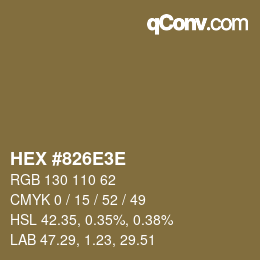 Color code: HEX #826E3E | qconv.com