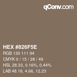 Color code: HEX #826F5E | qconv.com