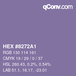 Code couleur: HEX #8272A1 | qconv.com