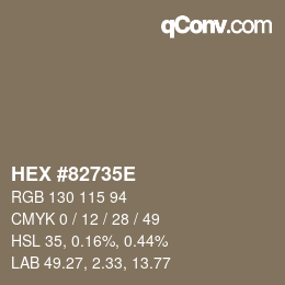 Color code: HEX #82735E | qconv.com