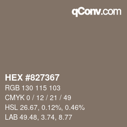 カラーコード: HEX #827367 | qconv.com