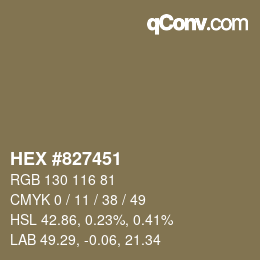颜色代码: HEX #827451 | qconv.com