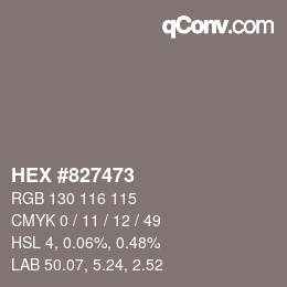 カラーコード: HEX #827473 | qconv.com