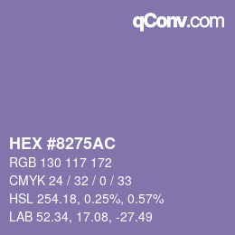 Color code: HEX #8275AC | qconv.com