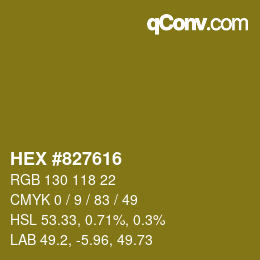 Color code: HEX #827616 | qconv.com