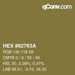 Color code: HEX #82763A | qconv.com