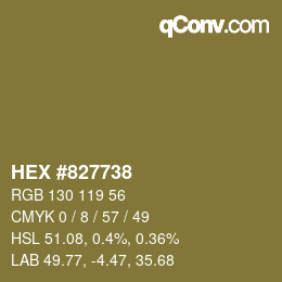 Color code: HEX #827738 | qconv.com
