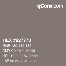 Código de color: HEX #827773 | qconv.com