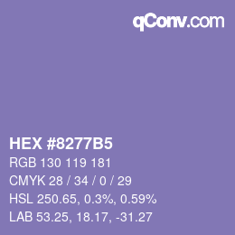 カラーコード: HEX #8277B5 | qconv.com