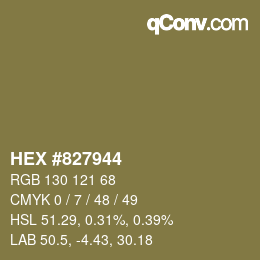 カラーコード: HEX #827944 | qconv.com