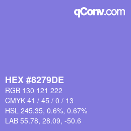 Color code: HEX #8279DE | qconv.com