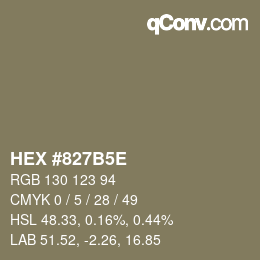 Farbcode: HEX #827B5E | qconv.com