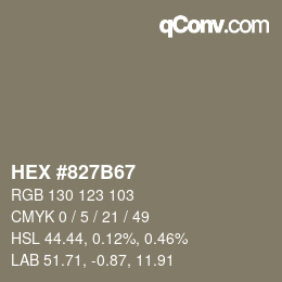 Farbcode: HEX #827B67 | qconv.com