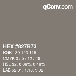 颜色代码: HEX #827B73 | qconv.com