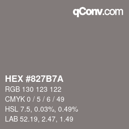 Color code: HEX #827B7A | qconv.com