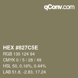 Farbcode: HEX #827C5E | qconv.com