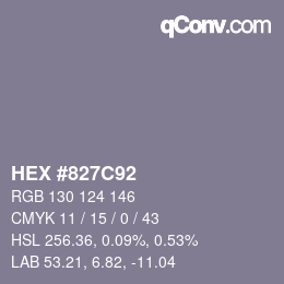 カラーコード: HEX #827C92 | qconv.com