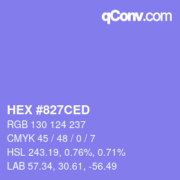 カラーコード: HEX #827CED | qconv.com
