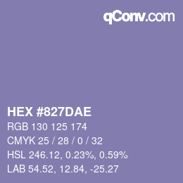 Color code: HEX #827DAE | qconv.com