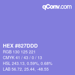 カラーコード: HEX #827DDD | qconv.com